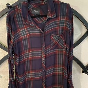 Rails Plaid Rayon Shirt Sz XL
